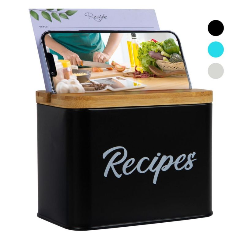 Caja de Recetas ArtEight Negra 10x15 cm 25 Tarjetas + Divisores