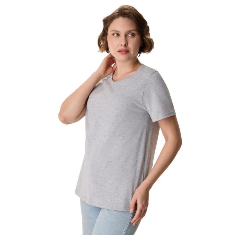 Camiseta Hanes Mujer Talla M Light Steel Manga Corta