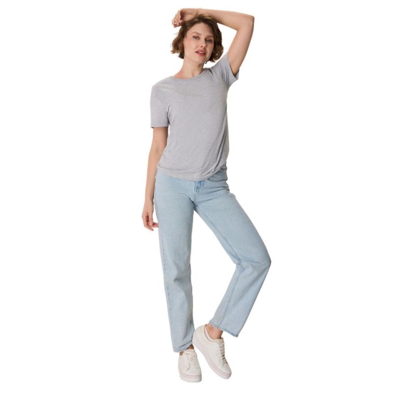 Camiseta Hanes Mujer Talla M Light Steel Manga Corta