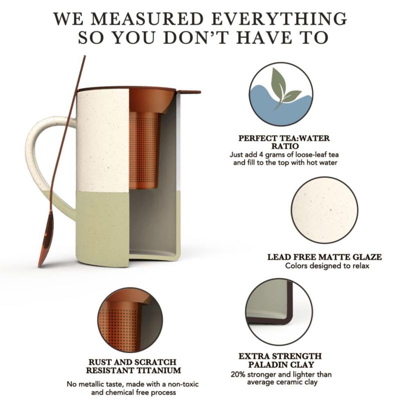 Taza de té MORA 355 ml con infusor y tapa
