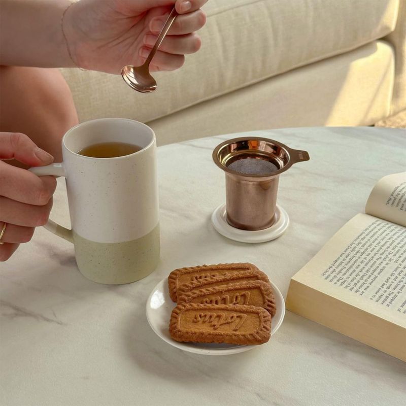 Taza de té MORA 355 ml con infusor y tapa