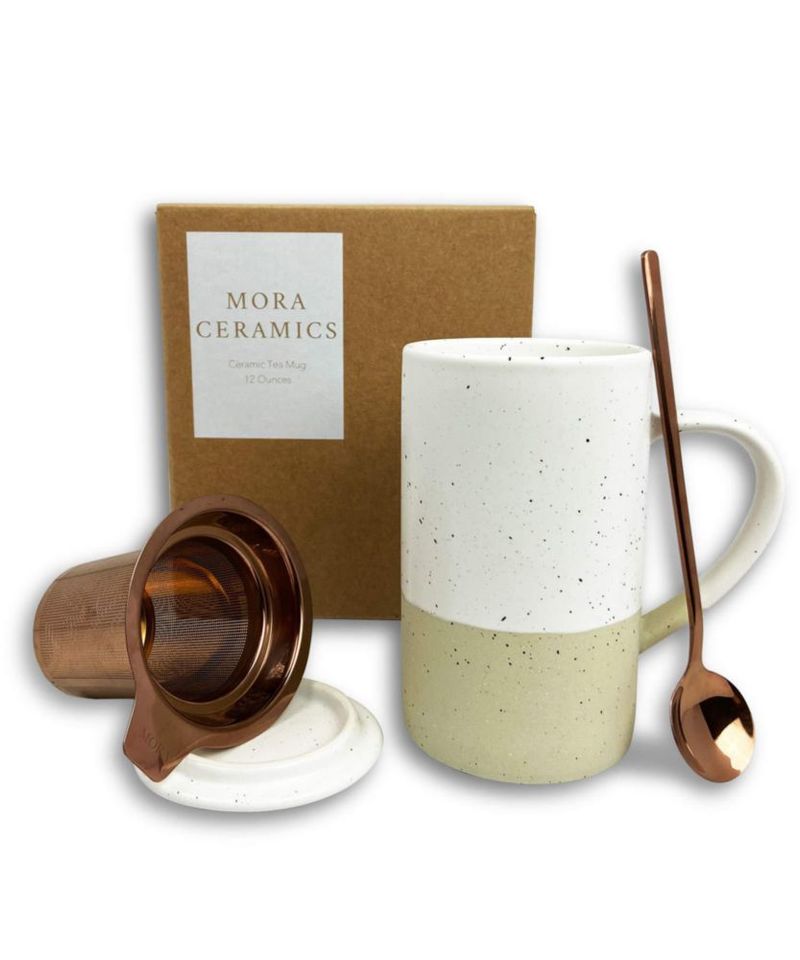 Taza de té MORA 355 ml con infusor y tapa