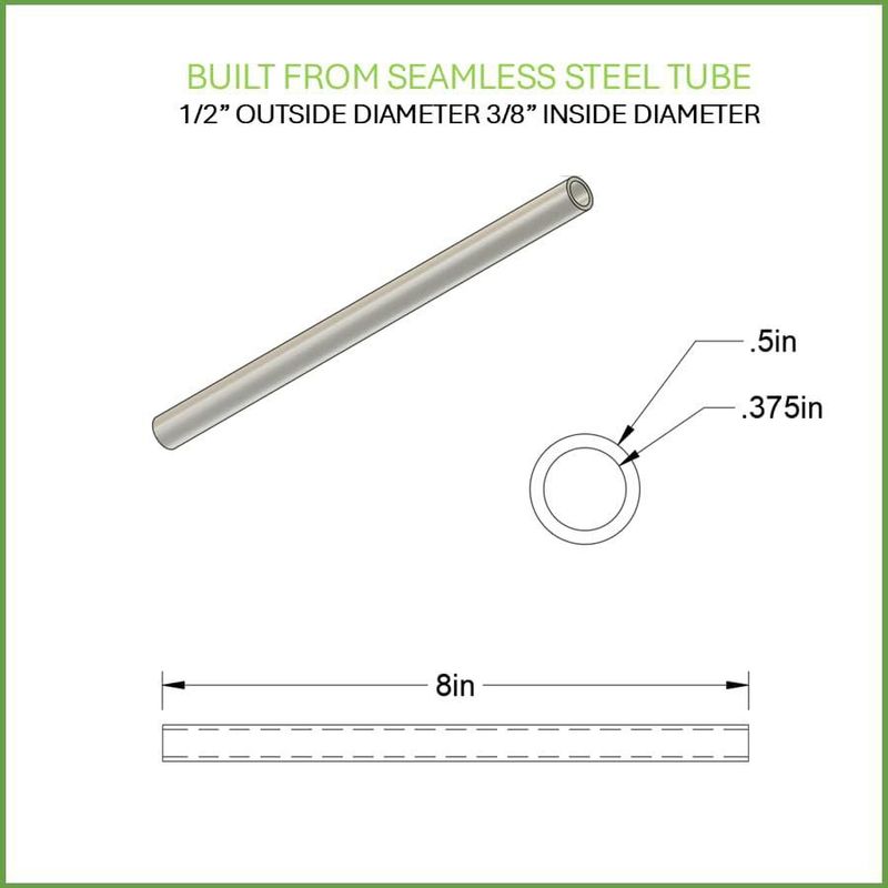 Tubo de acero con espaciadores metálicos – 20 cm – 1/2" x 3/8" – Pack de 2