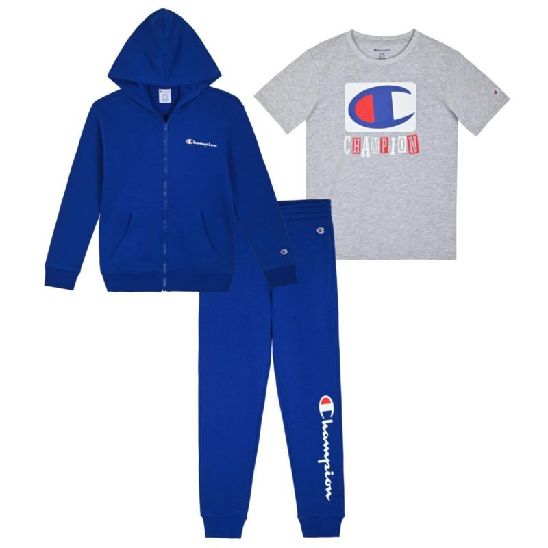 Conjunto de chándal Champion de 3 piezas para niños (sudadera con capucha pantalón y camiseta)