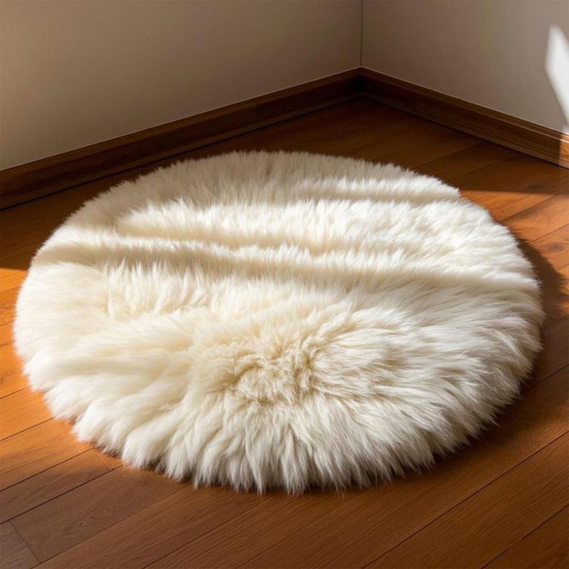 Alfombra Kopar Redonda de Piel de Cordero 122 cm Blanco Natural