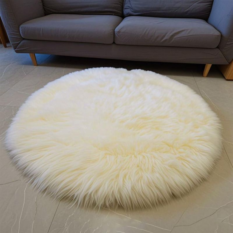 Alfombra Kopar Redonda de Piel de Cordero 122 cm Blanco Natural