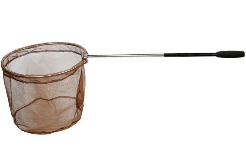Red de pesca RESTCLOUD de 150 cm con mango telescópico color marrón