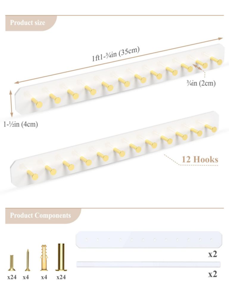 Organizador de Joyas NiHome Acrílico de Montaje en Pared – Pack de 2