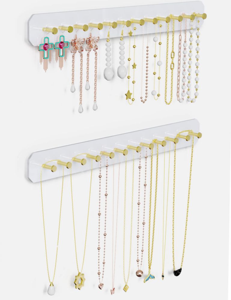 Organizador de Joyas NiHome Acrílico de Montaje en Pared – Pack de 2