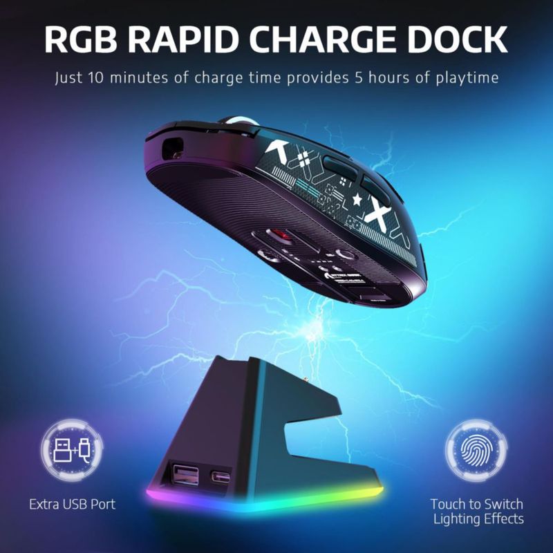 Ratón Gaming MANBASNAKE X6 Inalámbrico RGB Negro
