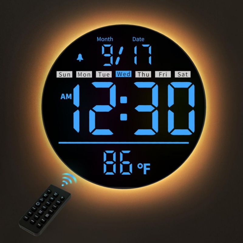 Reloj de Pared HAITANG 20 cm Pantalla LED con Control Remoto
