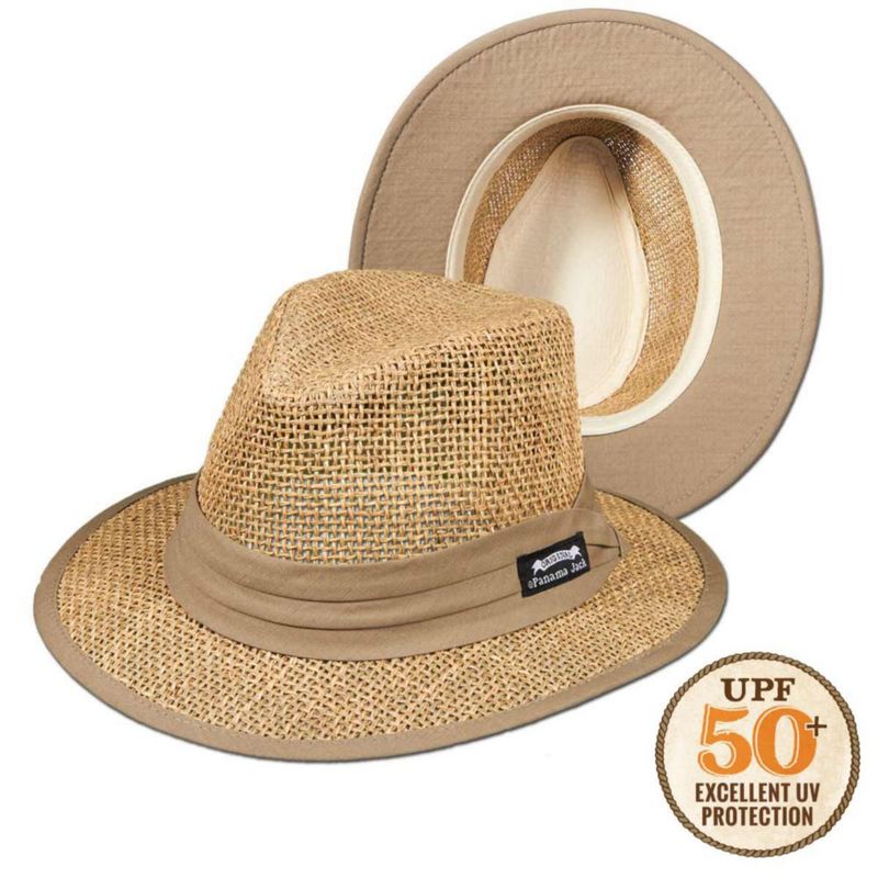 Sombrero Panama Jack Safari 6 cm de paja natural UPF 50+