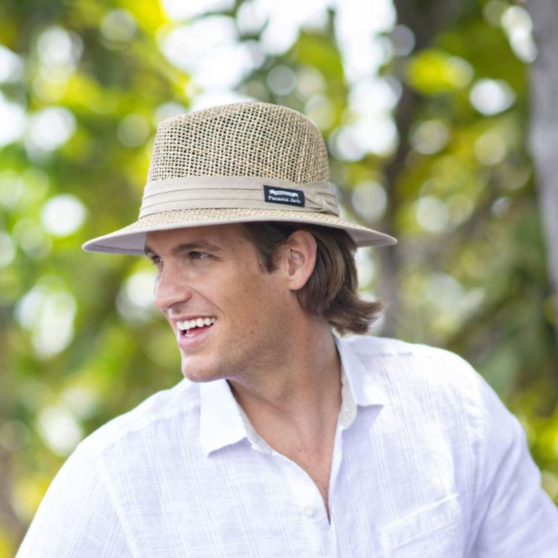 Sombrero Panama Jack Safari 6 cm de paja natural UPF 50+