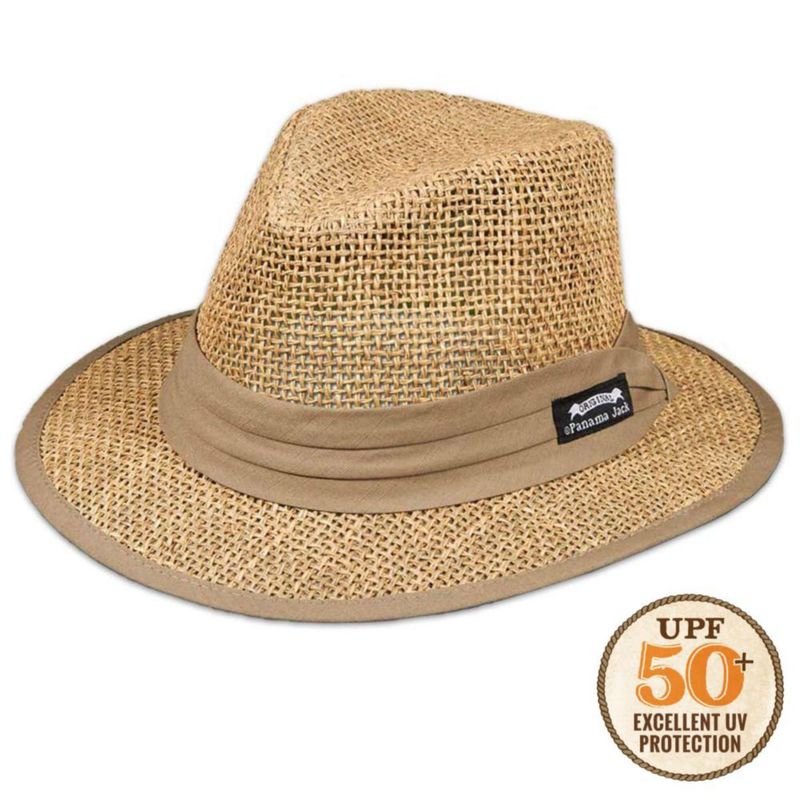 Sombrero Panama Jack Safari 6 cm de paja natural UPF 50+