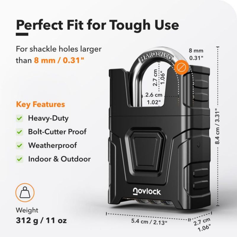 Candado NovLock de combinación – paquete de 2 negro con cubierta protectora