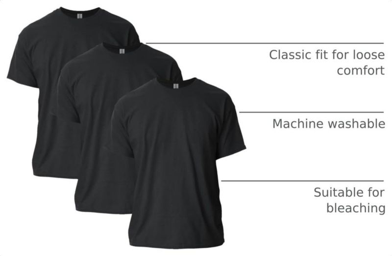 Camiseta Gildan G2000 Negra Pack de 3 Talla S