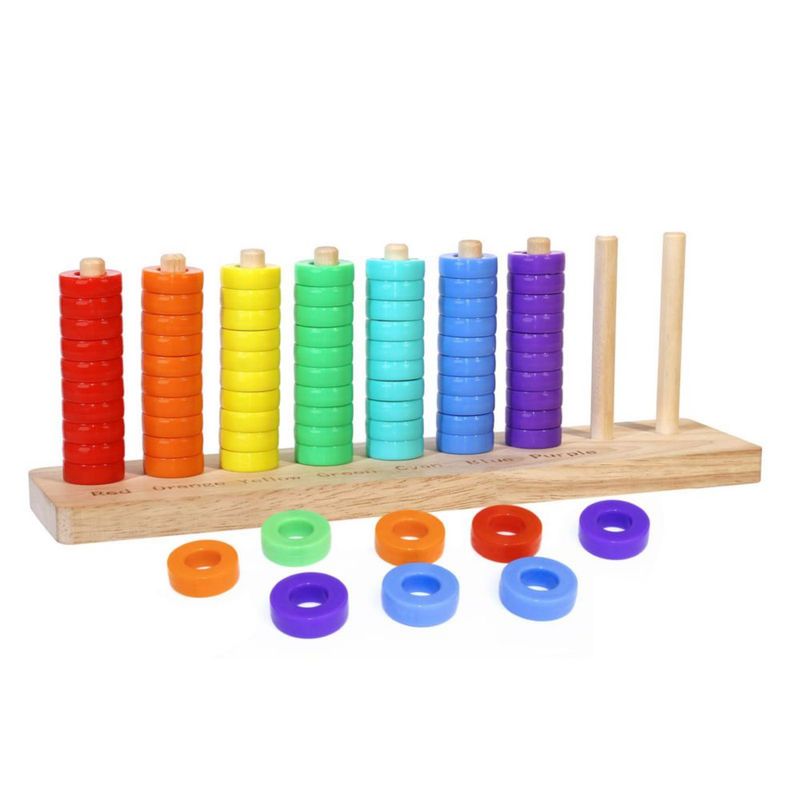 Juego de apilamiento LITTLE YIFINI de 7 colores con anillos de madera