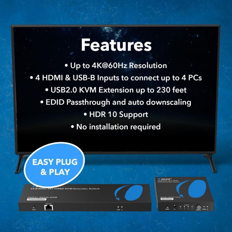 Extensor KVM OREI 4K HDMI sobre Ethernet 70 m 2 USB
