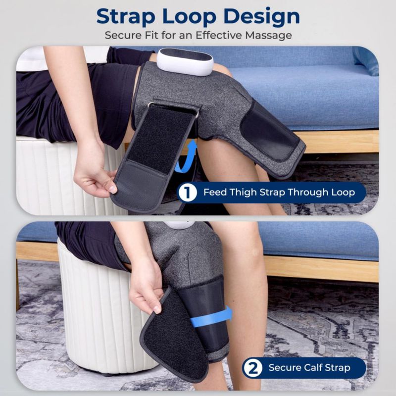Masajeador de Rodilla SereneLife 3 en 1 Inalámbrico con Compresión de Aire Calor y Vibración