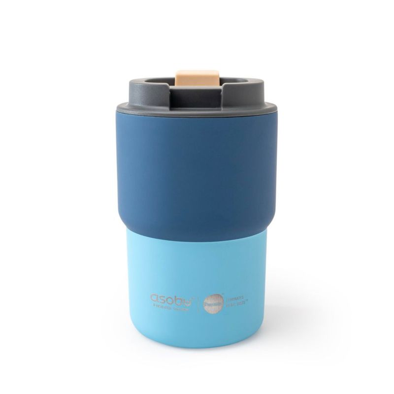 Taza de café asobu 355 ml azul de acero inoxidable con revestimiento interior cerámico
