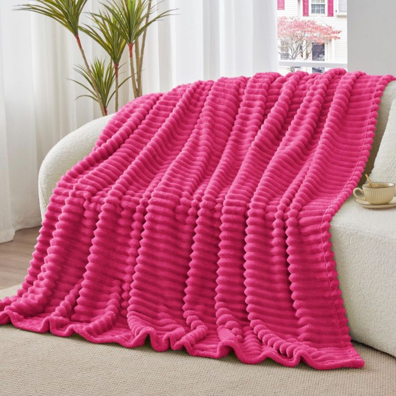 Manta BEDELITE Twin 152 cm Rosa Intenso de Forro Acanalado