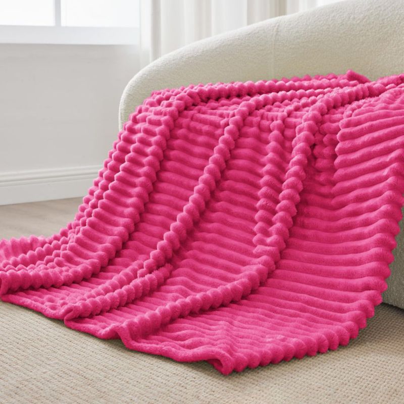 Manta BEDELITE Twin 152 cm Rosa Intenso de Forro Acanalado