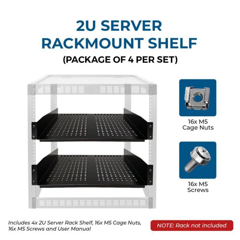 Estante para Rack OREI 2U 19" Acero 22 kg (Pack de 4)