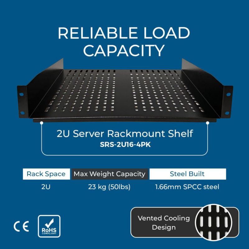 Estante para Rack OREI 2U 19" Acero 22 kg (Pack de 4)