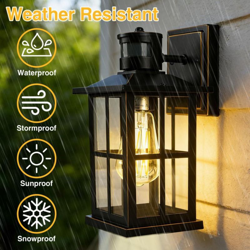 Luz de Pared EIKESN 2 Unidades con Sensor de Movimiento Negra e Impermeable