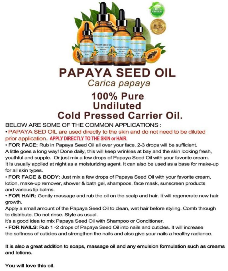 Aceite de semilla de papaya Botanical Beauty 15 ml puro y natural
