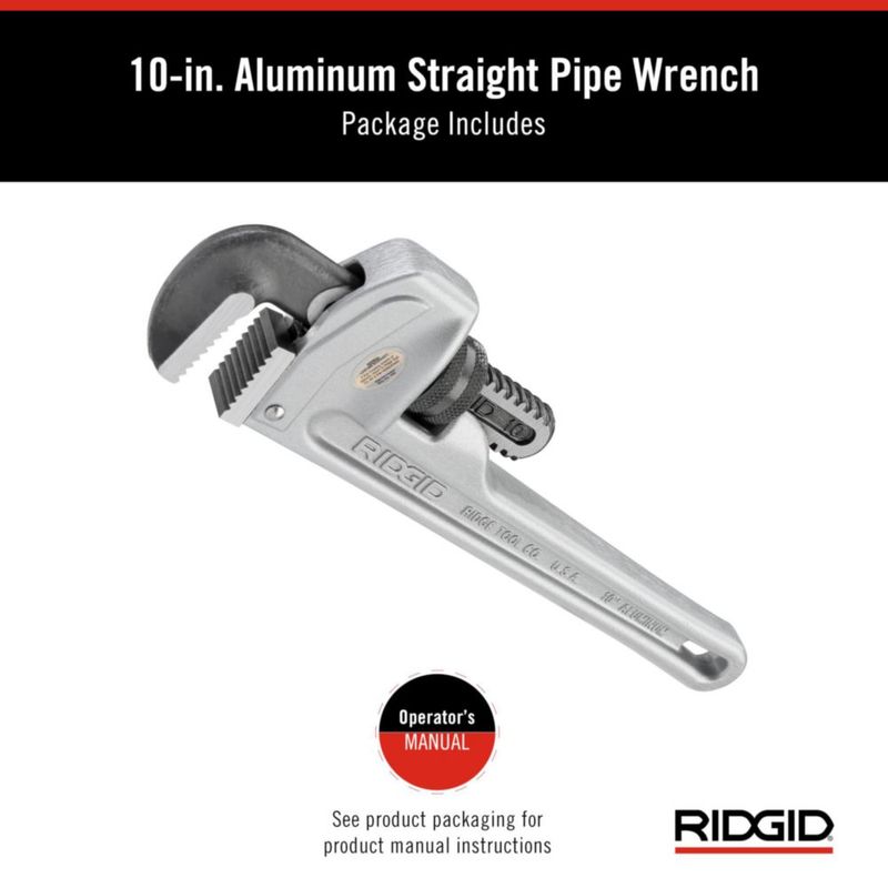 Llave de tubo RIDGID 25 cm mandíbula recta de gancho aluminio