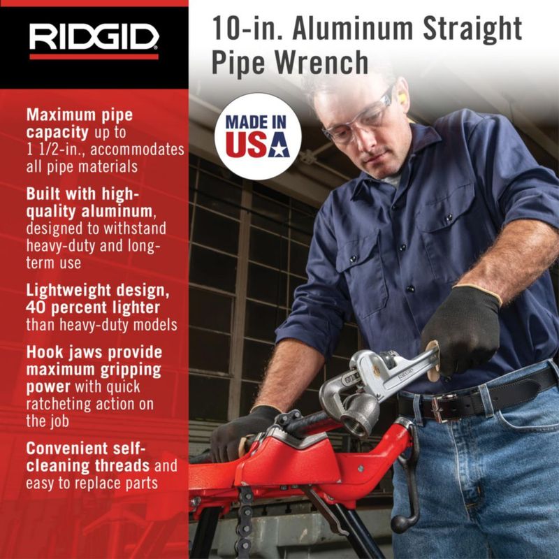 Llave de tubo RIDGID 25 cm mandíbula recta de gancho aluminio