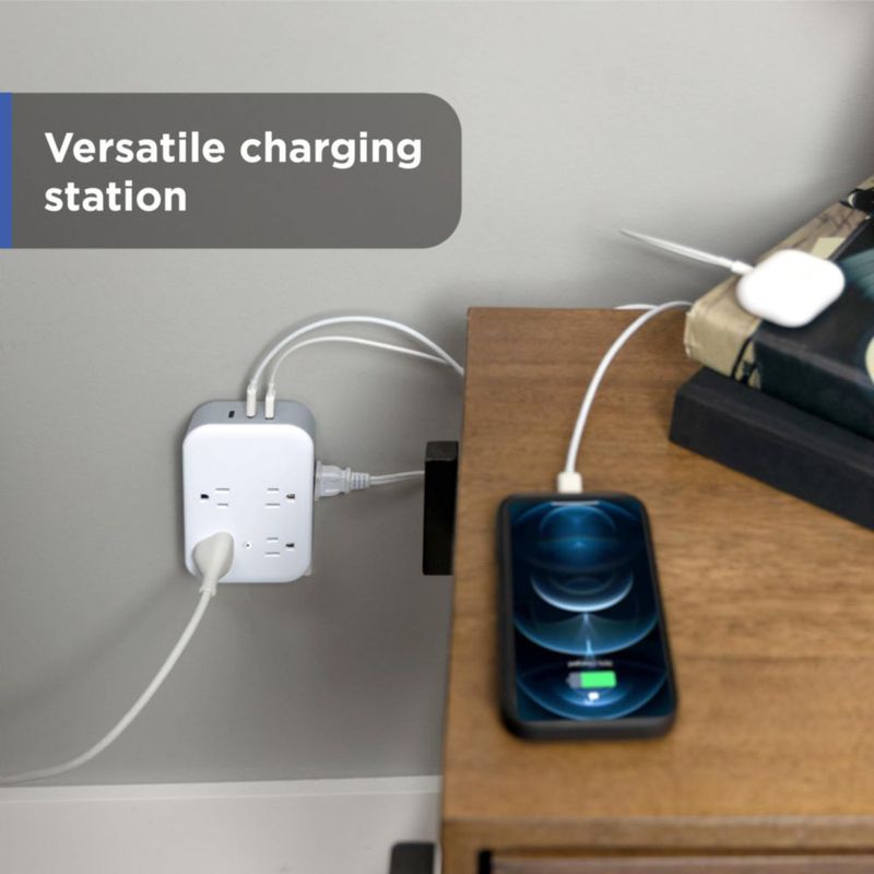 Protector contra Sobretensiones GE de 8 tomas con puertos USB‑C/A 125 VAC