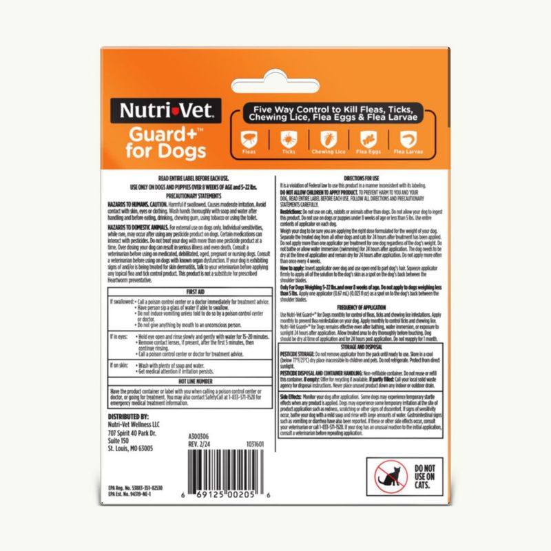 Tratamiento antipulgas Nutri-Vet 3 dosis para perros de 23‑10 kg