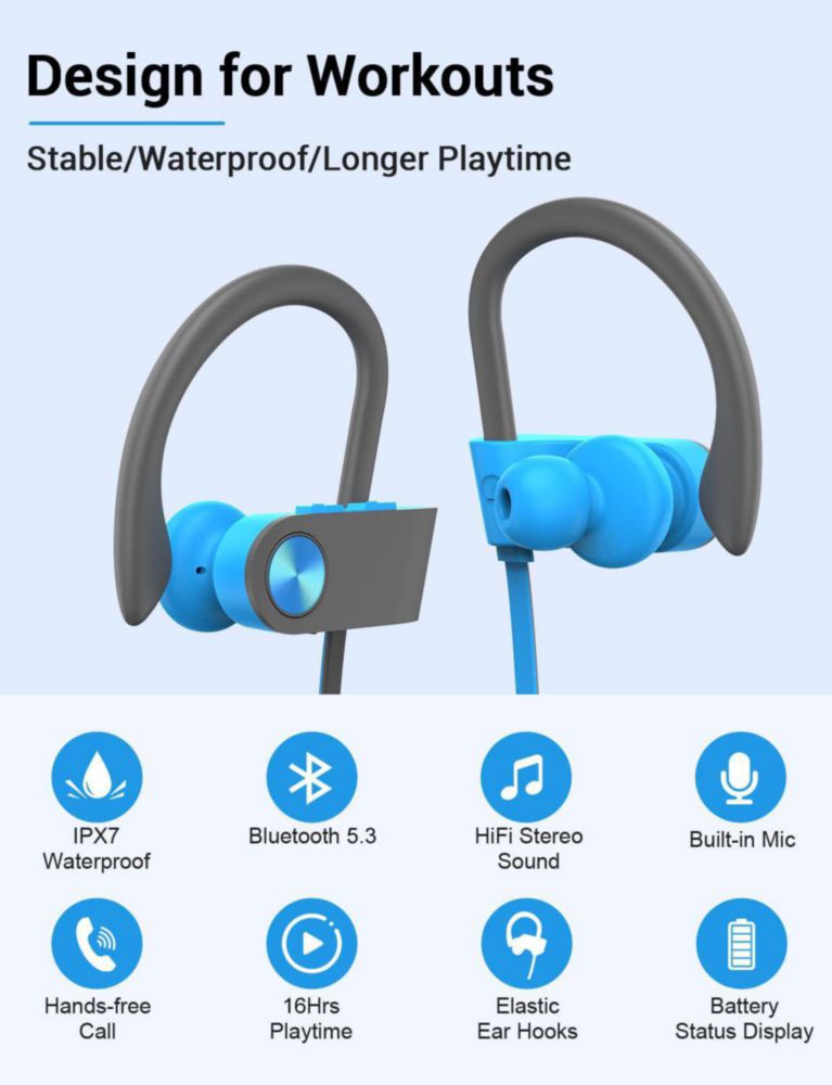 Auriculares Stiive Bluetooth 5.3 IPX7 impermeables