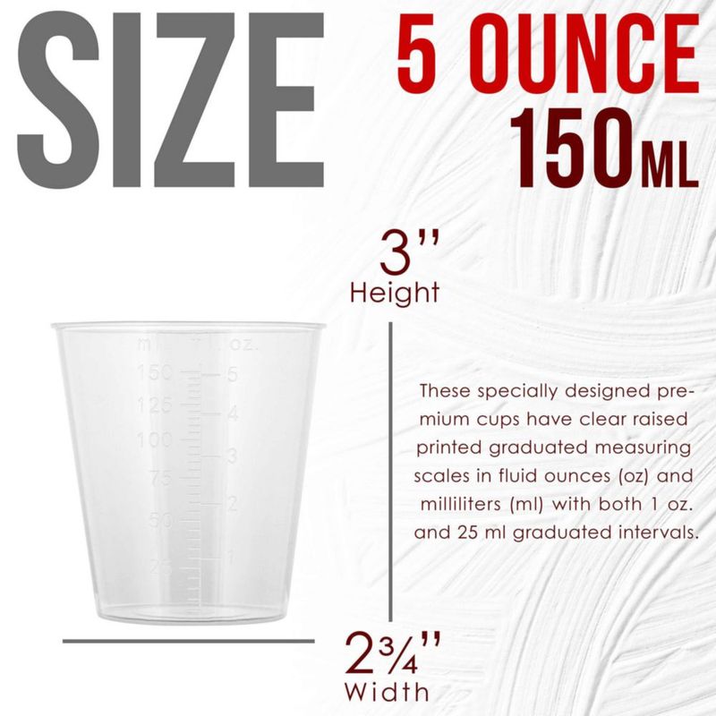 Pack de 50 tazas medidoras de 150 ml Pouring Masters + 25 palitos