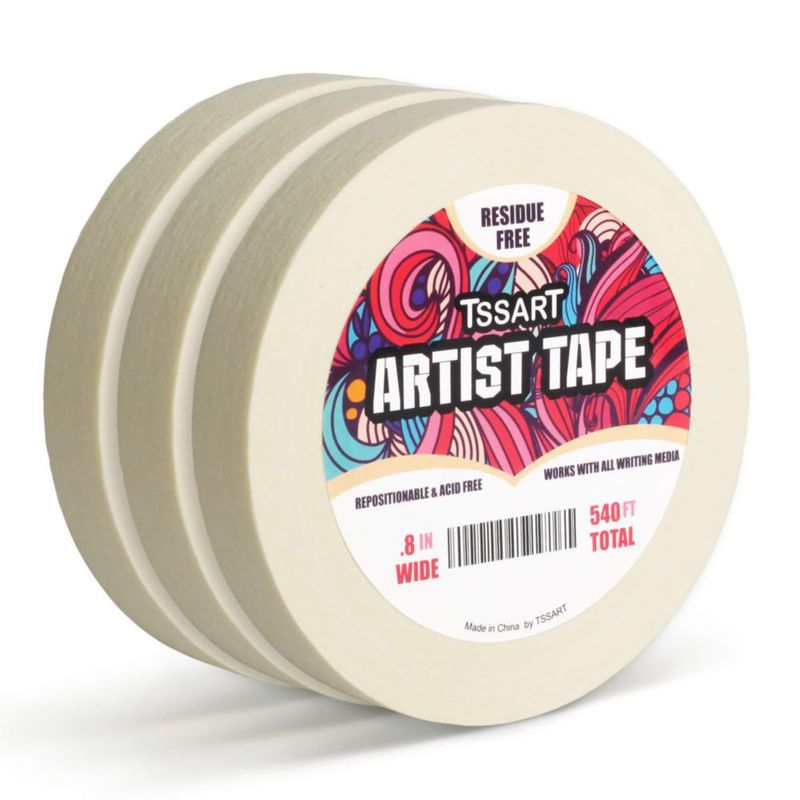 Cinta de artista TSSART 540 pies (164 m) 2 cm 3 unidades sin ácido
