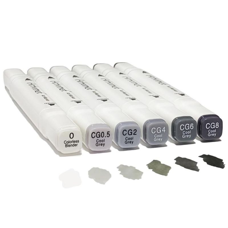 Rotuladores Arhomet 6 uds Gris Frío de Punta Doble a Base de Alcohol