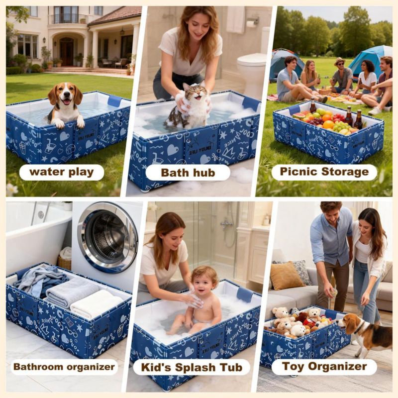 Bañera para mascotas COBOPANDA plegable 75 cm azul