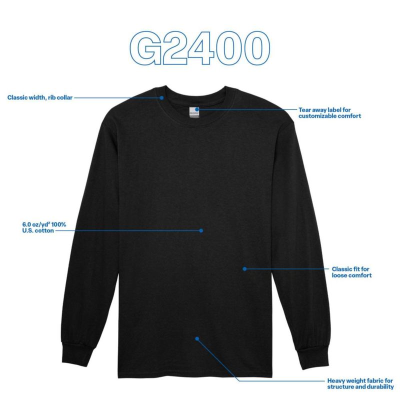 Camiseta de manga larga Gildan G2400 negra pack de 10 talla grande
