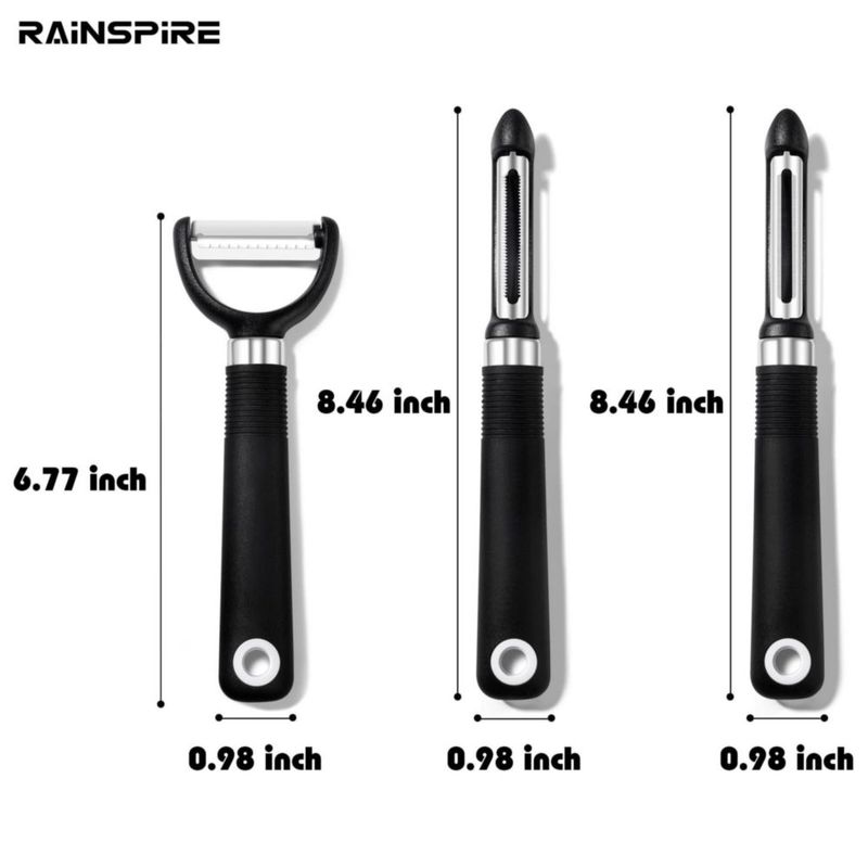 Set de Peladores Rainspire de 3 Piezas Apto para Lavavajillas Negro