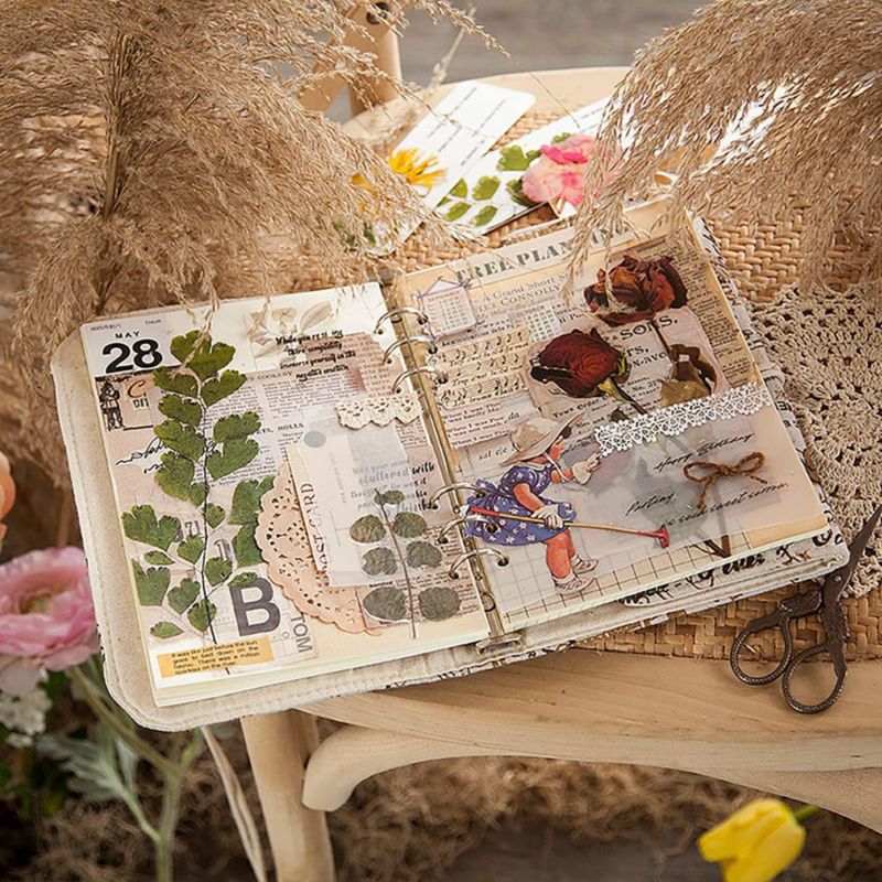Pack de 48 pegatinas transparentes MAXLEAF de plantas y flores vintage gran tamaño