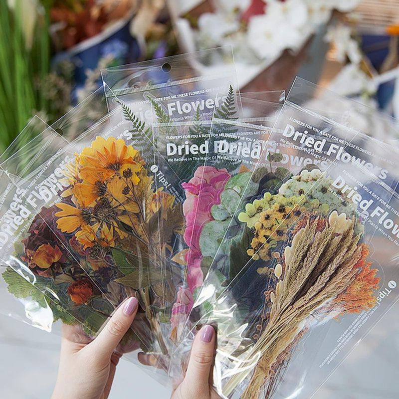 Pack de 48 pegatinas transparentes MAXLEAF de plantas y flores vintage gran tamaño