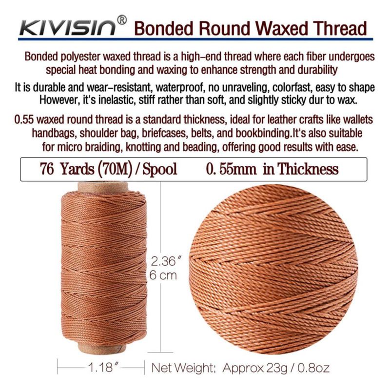 Hilo encerado KIVISIN 055 mm 70 m – Set de 12 colores