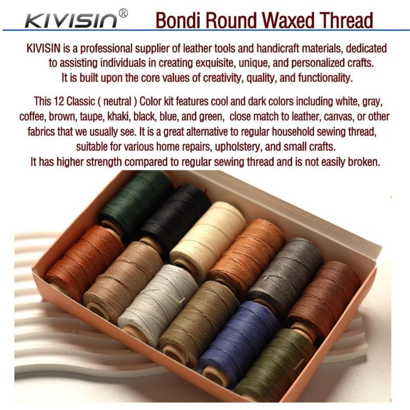 Hilo encerado KIVISIN 055 mm 70 m – Set de 12 colores
