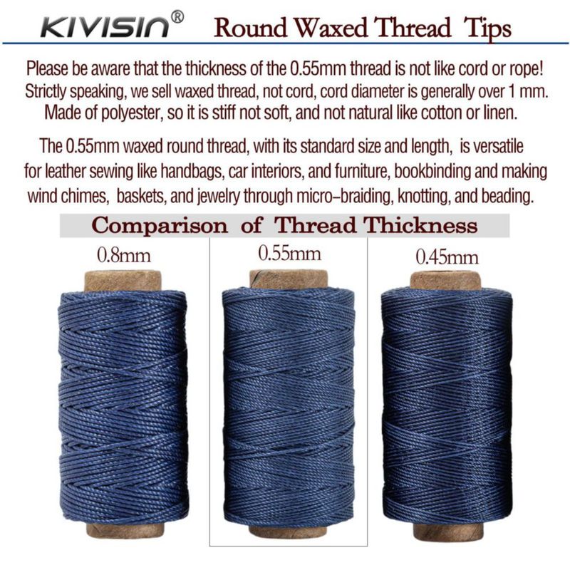 Hilo encerado KIVISIN 055 mm 70 m – Set de 12 colores