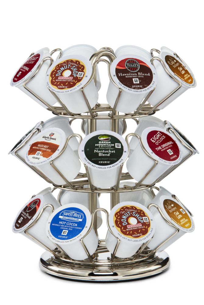 Soporte de Almacenamiento para Cápsulas Keurig de 24 Unidades – Carrusel Plateado