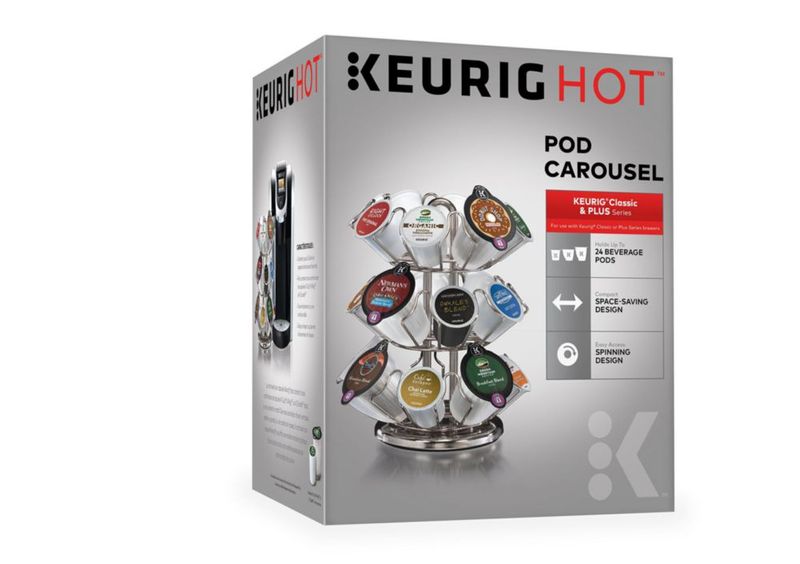 Soporte de Almacenamiento para Cápsulas Keurig de 24 Unidades – Carrusel Plateado