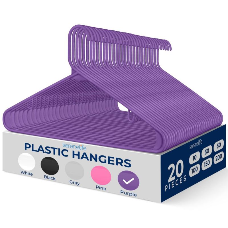 Perchas de Plástico SereneLife 20 unidades color púrpura