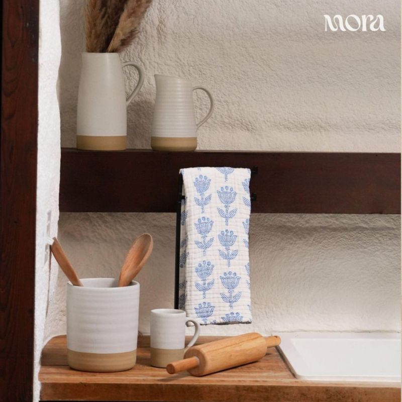Portautensilios MORA 18 cm Cerámica Color Avena para Cocina